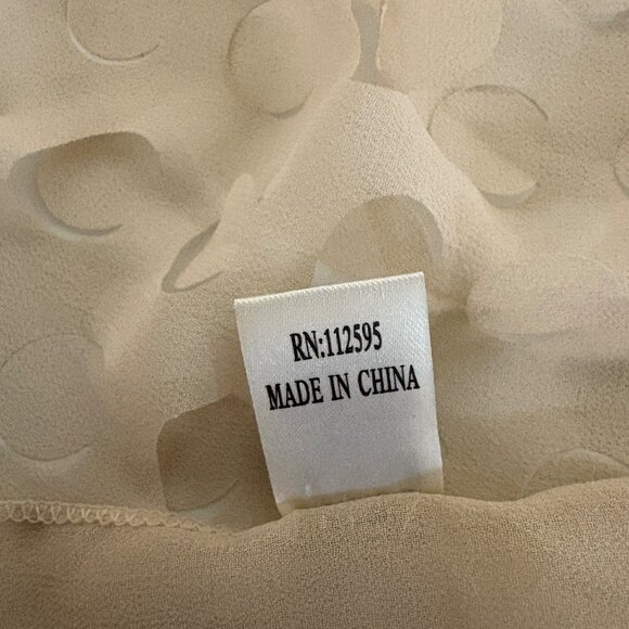 Sheer Beige Scarf Wrap Cutout Polka Dots Lightweight Boho Hippie Funky Playful - Picture 6 of 10